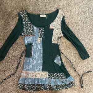 LuLumari boho , tie back, quilted shirt!